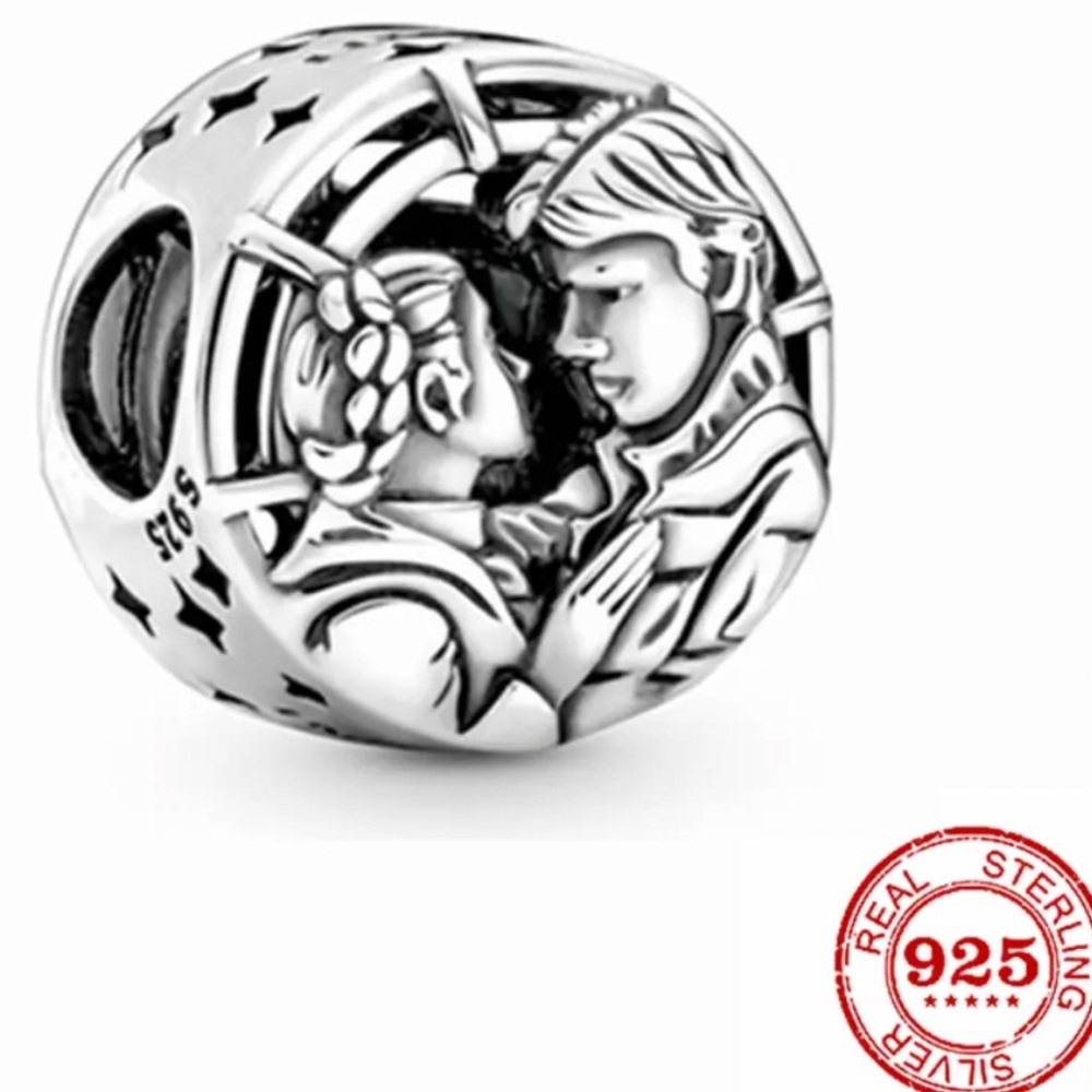 NWOT Star Wars Princess Leia and Han Solo Charm Silver 925